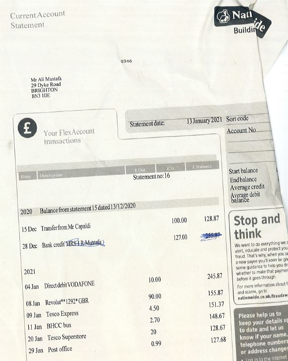 bad bank statement scan